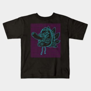 Aesthetic Synthwave Neon Blue Tengu Kids T-Shirt